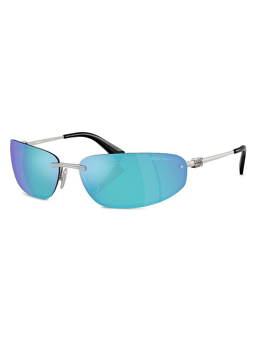Women's 69MM Shield Sunglasses - Blue Purple Silver
