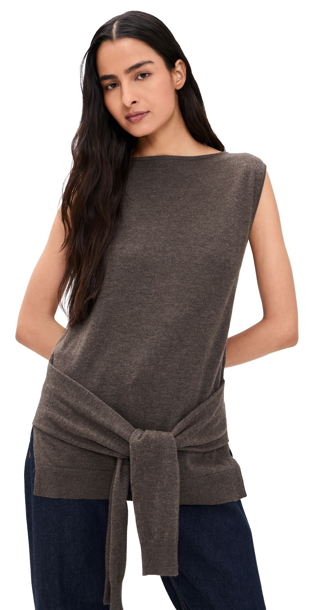 St. Agni Fine Merino Tie Waist Top Mulch XXS