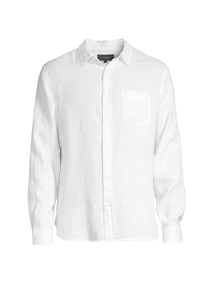 Men's Linen Button-Front Shirt - Optic White - Size XXL
