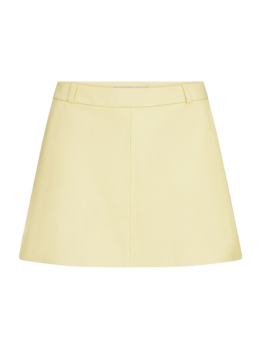 Women's Leather Miniskirt - Lemon - Size 12