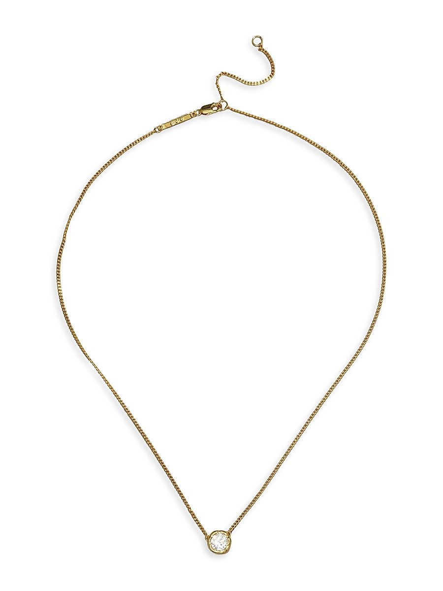 Women's Asterales 14K-Gold-Plated & Cubic Zirconia Solitaire Pendant Necklace - Gold
