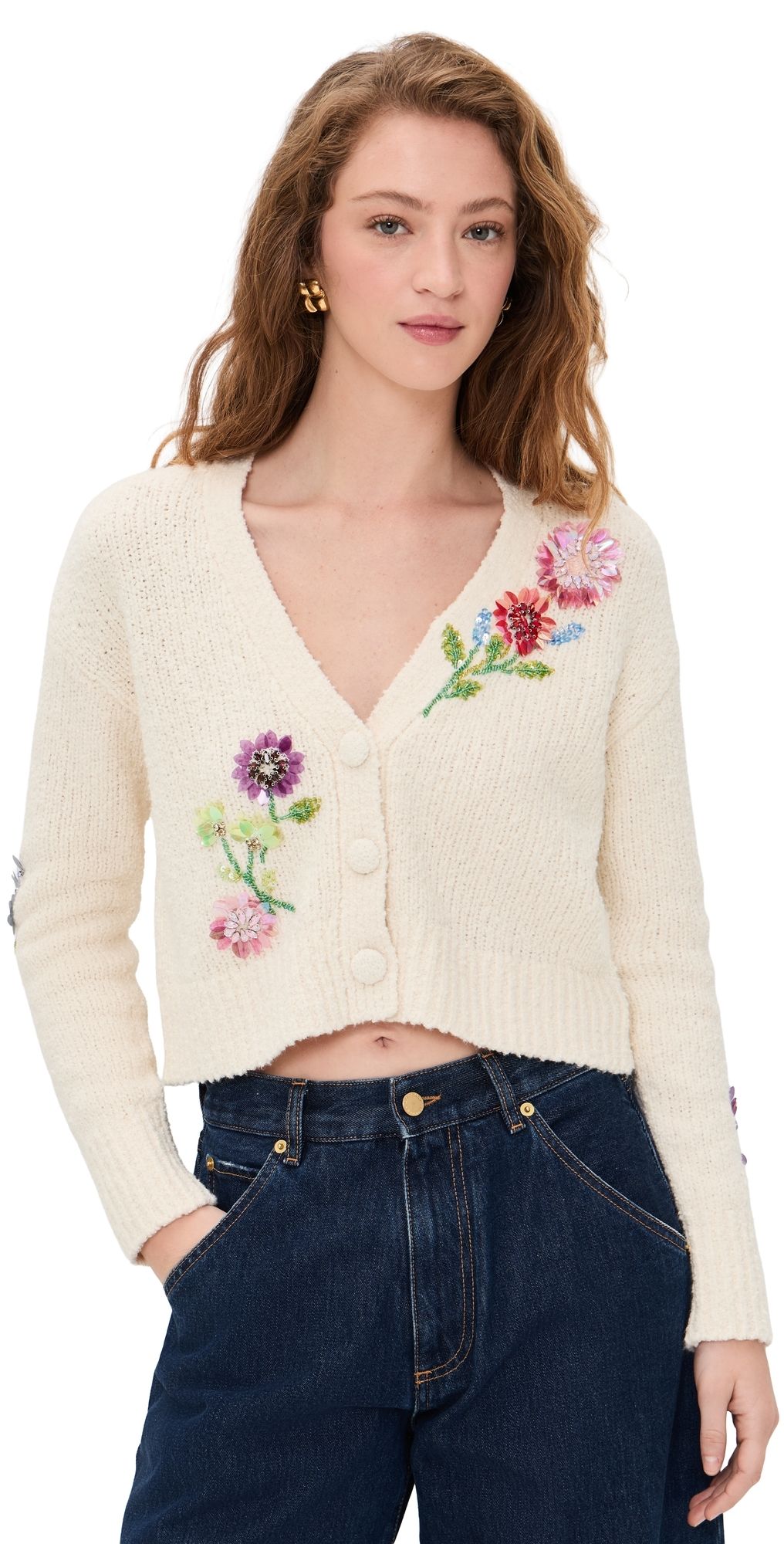 Cinq à Sept Solene Cardigan Ivory/Multi XL