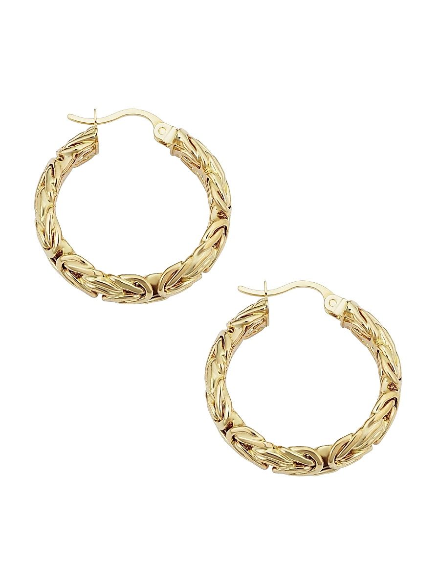 Women's 14K Yellow Gold Byzantine Classic Hoops - Yellow Gold