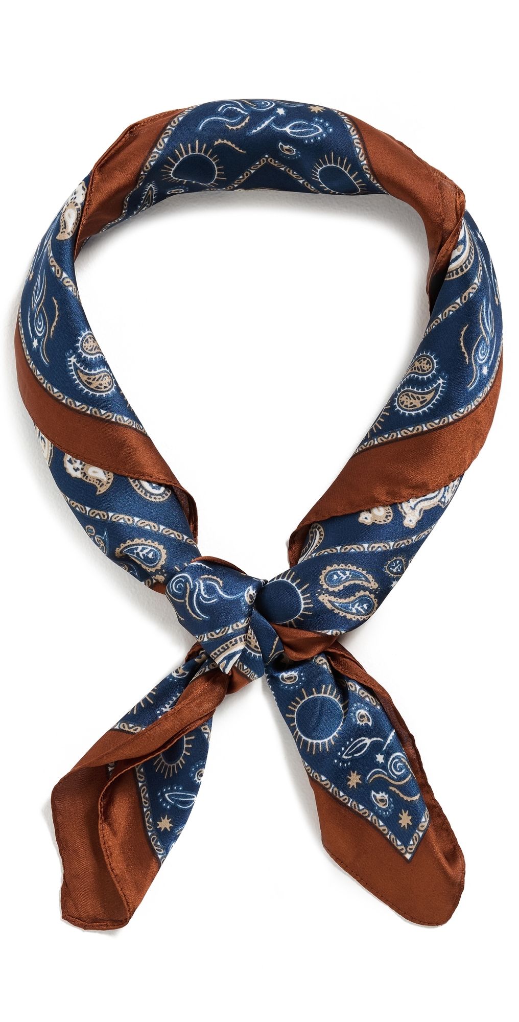 Lele Sadoughi Paisley Square Satin Scarf Denim Tan One Size