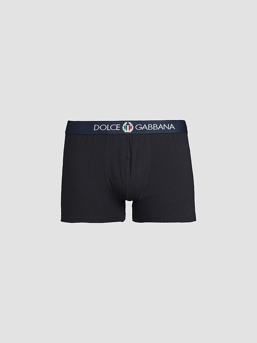 Dolce & Gabbana Men's Logo Cotton Boxer Briefs - Blue Navy - Size XL