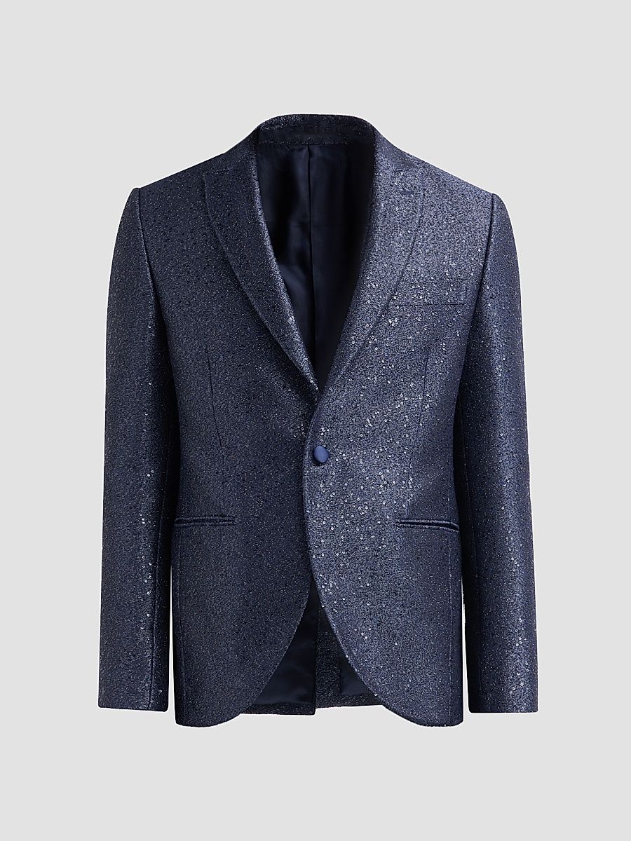 Men's Sparkle Donegal-Effect Dinner Jacket - Blue - Size 46
