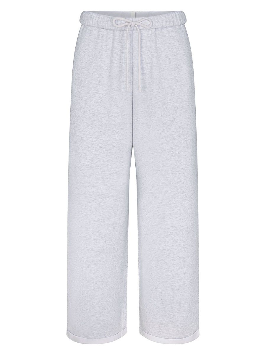 Women's Cotton Fleece Straight-Leg Pants - Light Heather Grey - Size XS