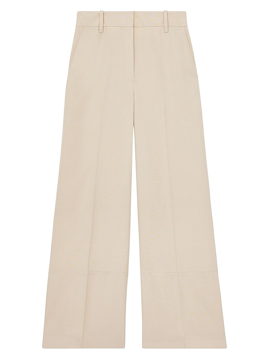 Women's Flat-Front Wide-Leg Pants - Off White - Size 8