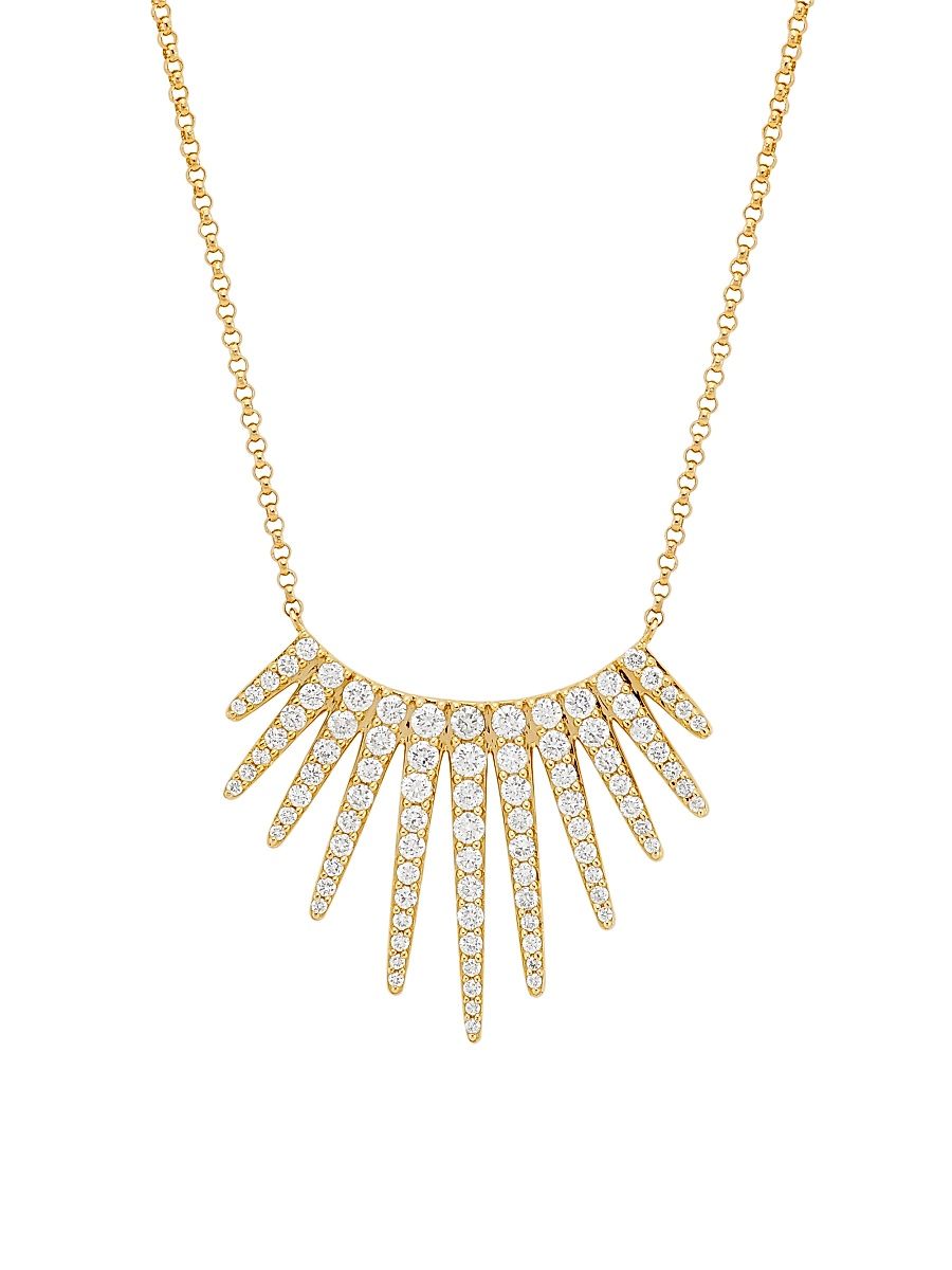 Women's 14K Yellow Gold & 0.8 TCW Diamond Fan Pendant Necklace - Yellow Gold