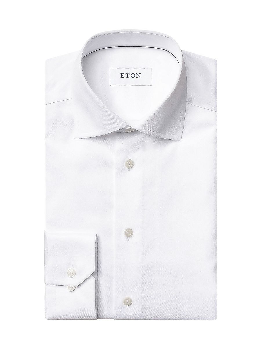 Men's Cotton-Twill Slim-Fit Dress Shirt - White - Size 18