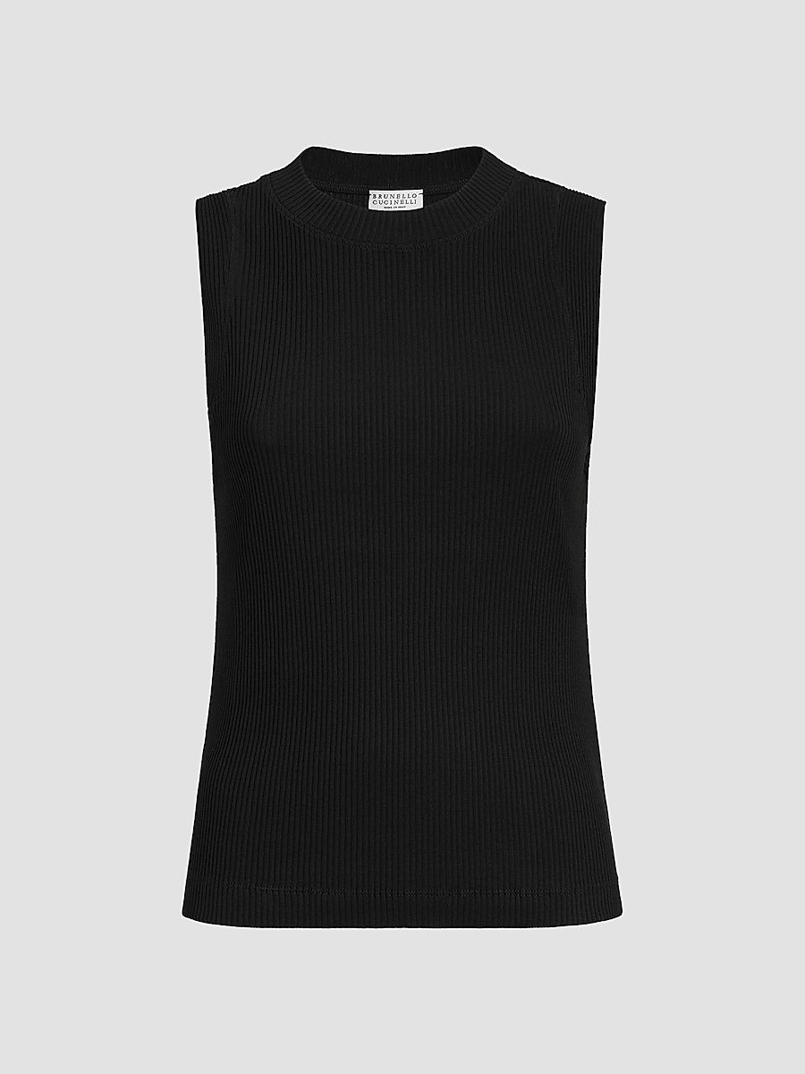 Women's Cotton Ribbed Jersey Top - Black - Size XXXL