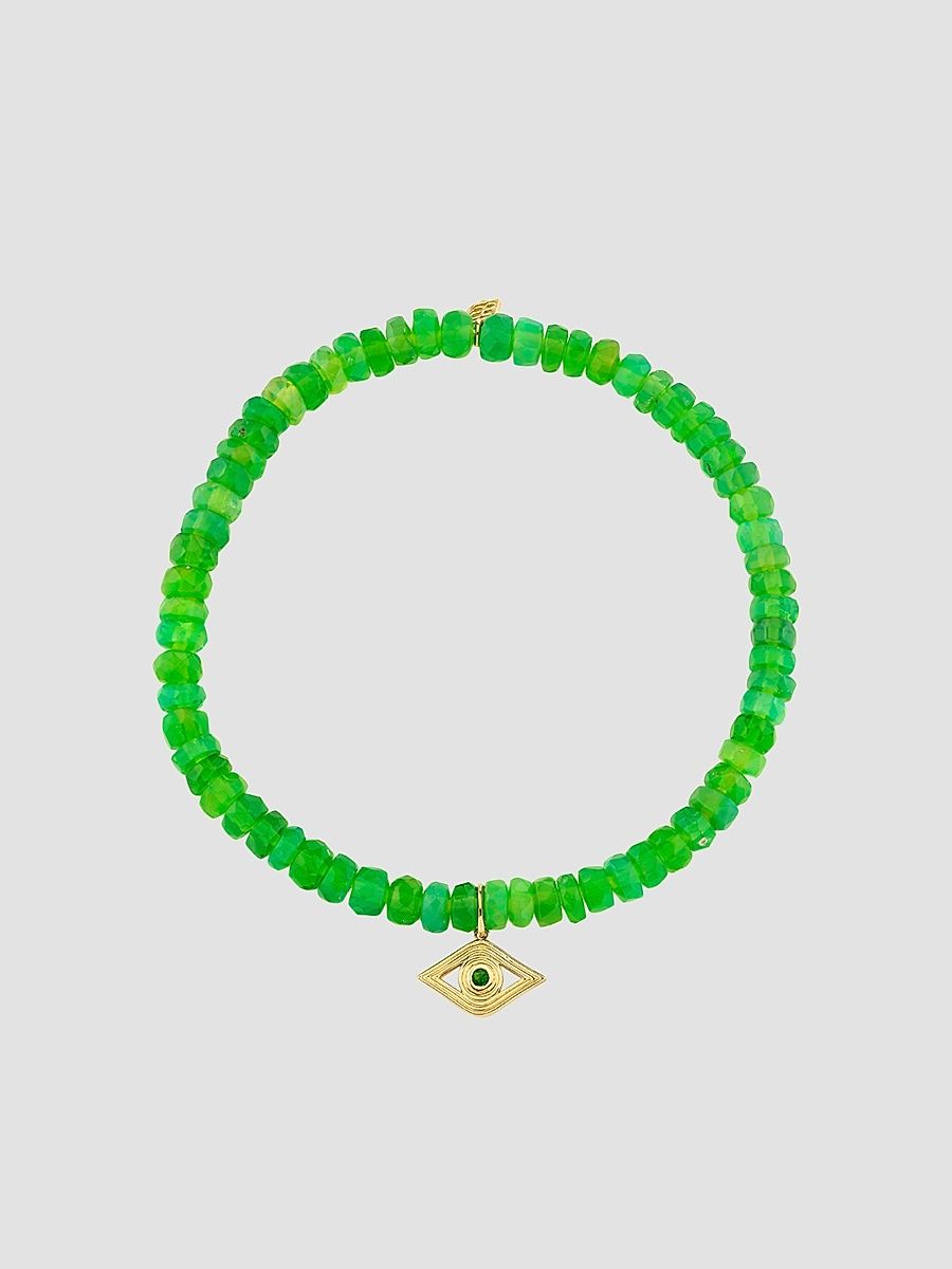 Women's 14K Yellow Gold, Ethiopion Opal & Emerald Beaded Stretch Bracelet - Gold