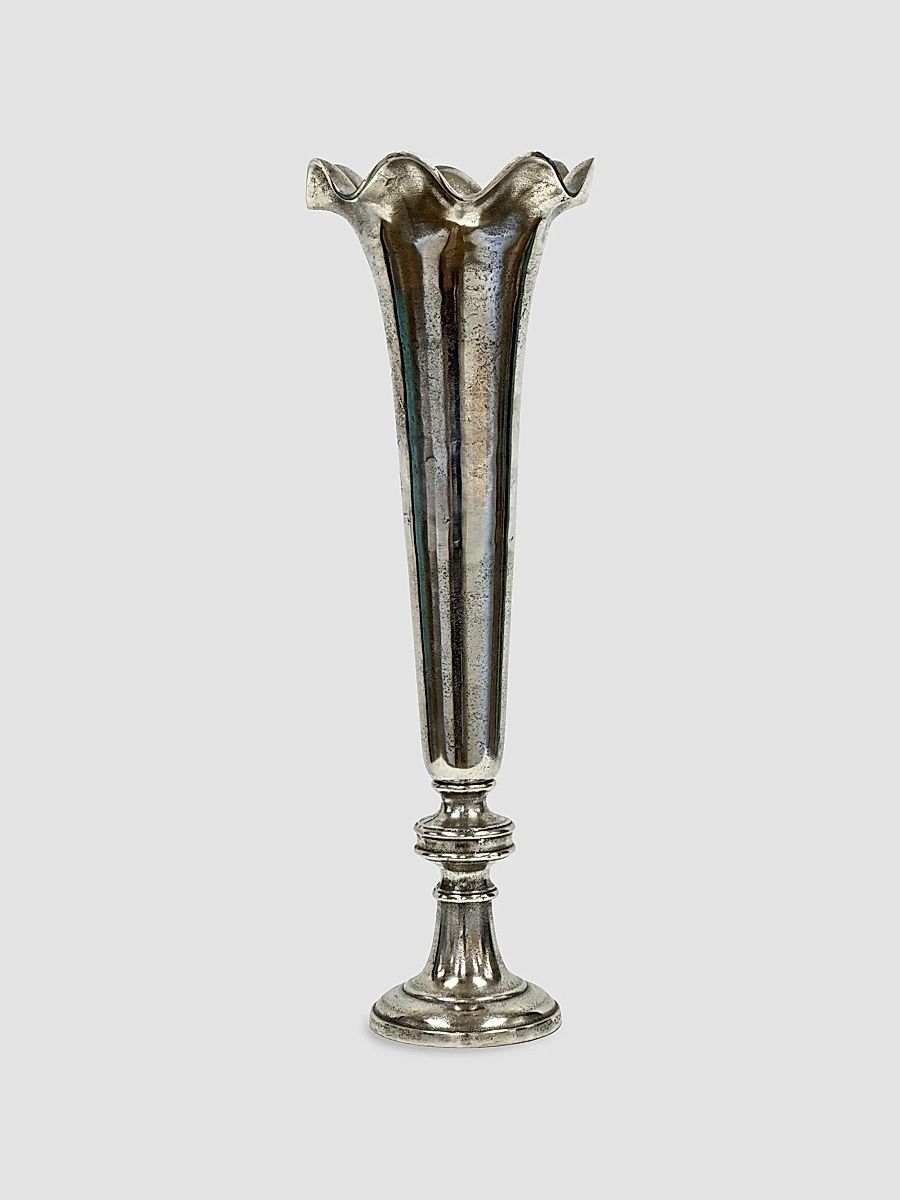 Winward Home Newness Fluted Pedestal Vase - Silver