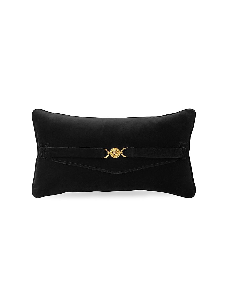 Velvet Medusa Head Rectangular Cushion - Black