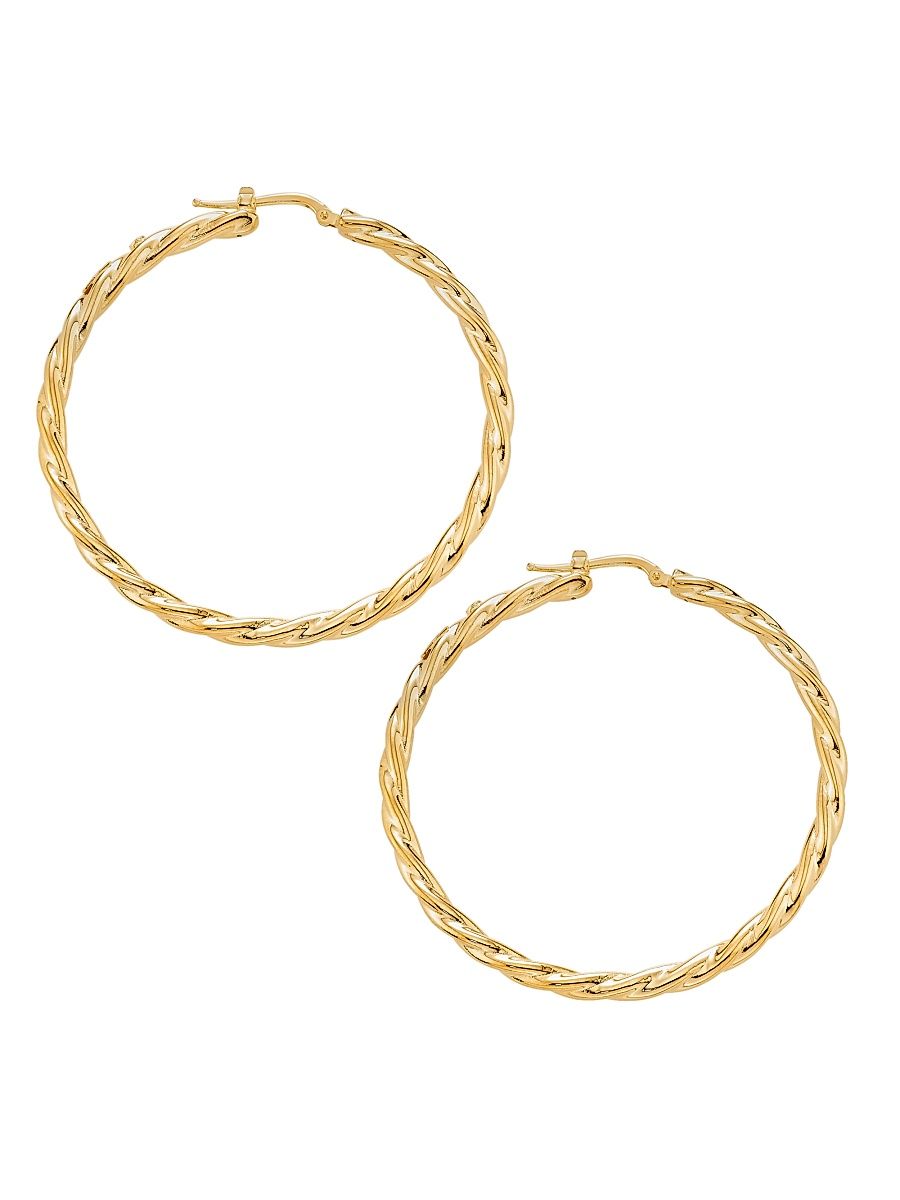 Women's 18K Yellow Gold Twisted Hoop Earrings/55MM - Yellow Gold