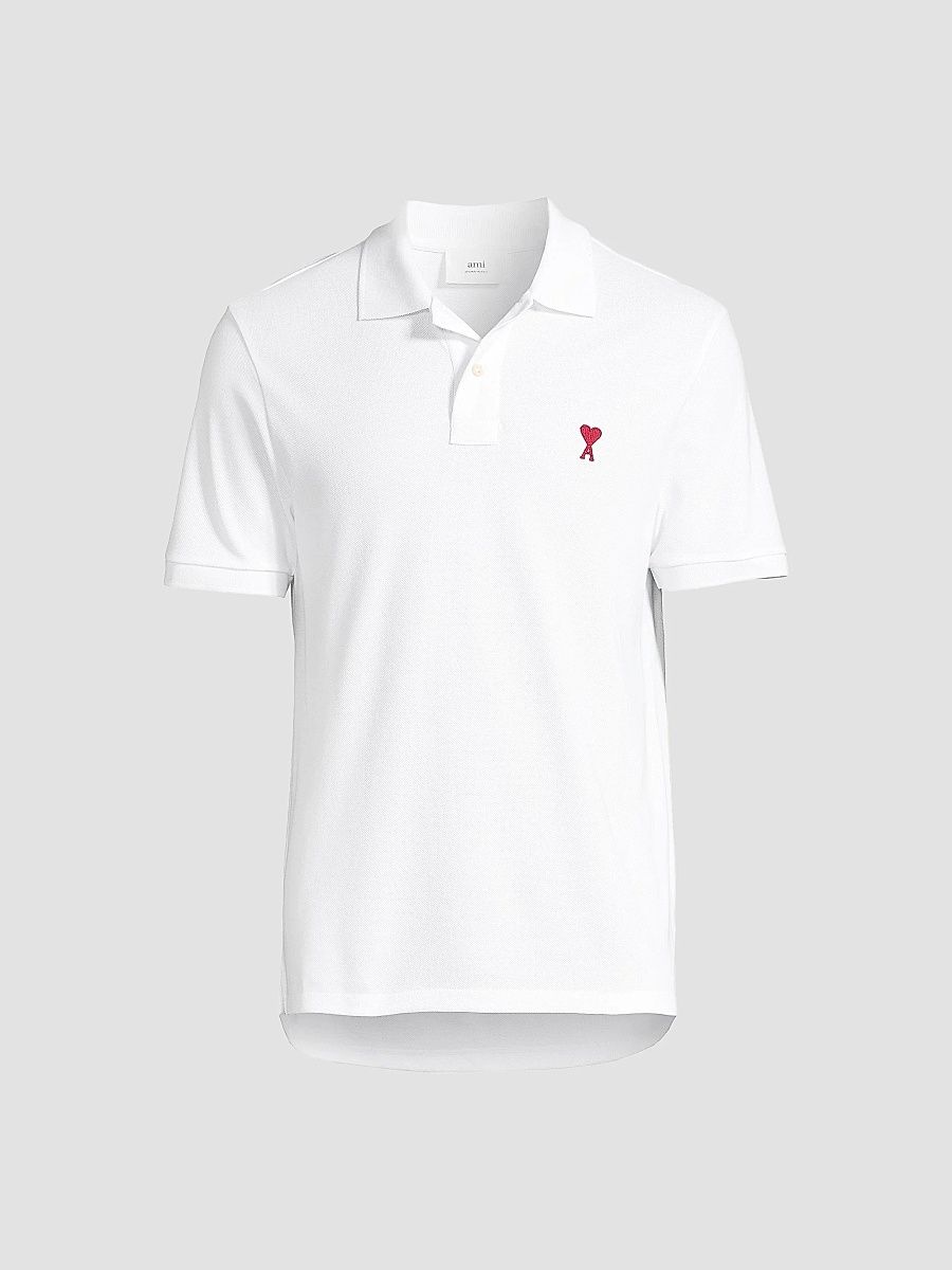 AMI Paris Men's Ami De Coeur Polo Shirt - White - Size XL