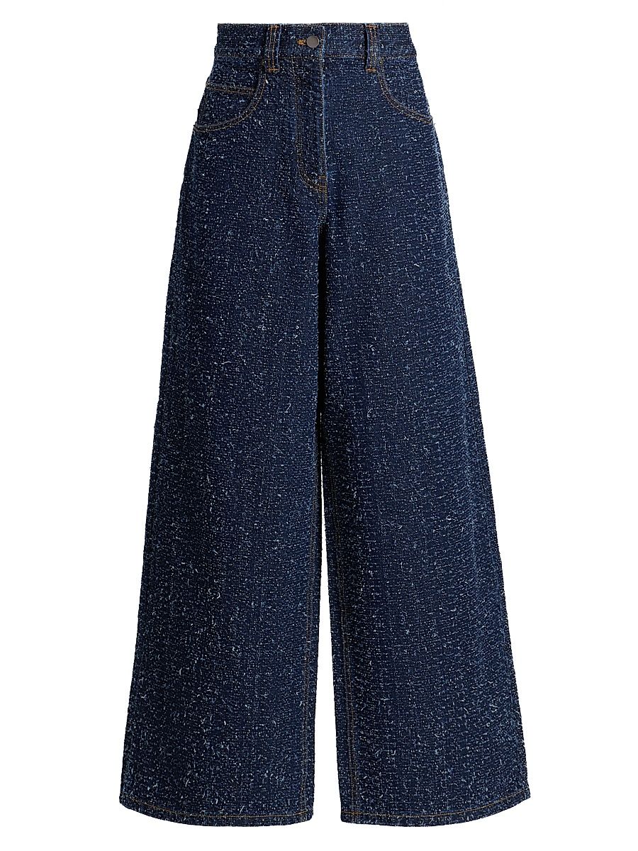 Women's Solene Denim High-Rise Wide-Leg Jeans - Dark Indigo - Size Large