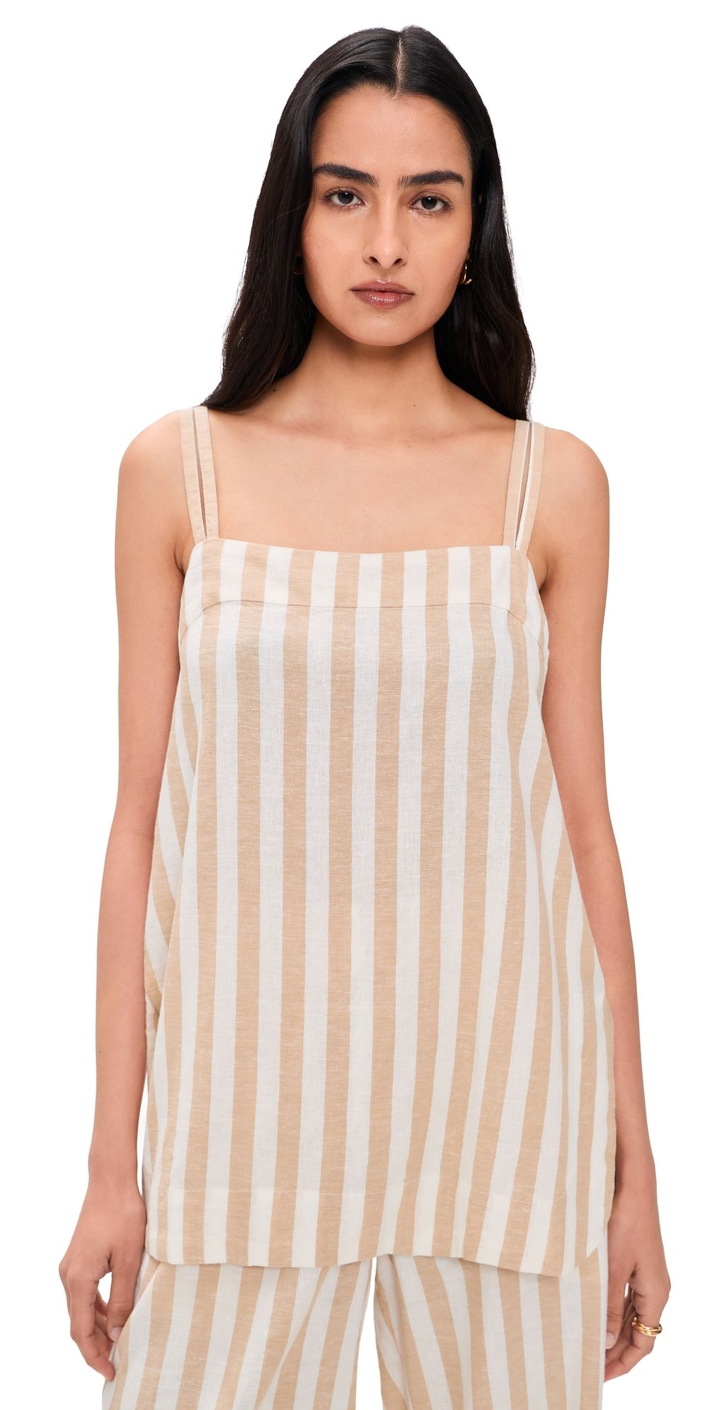 Marine Layer Hemp Tank Cream/Taupe Stripe L