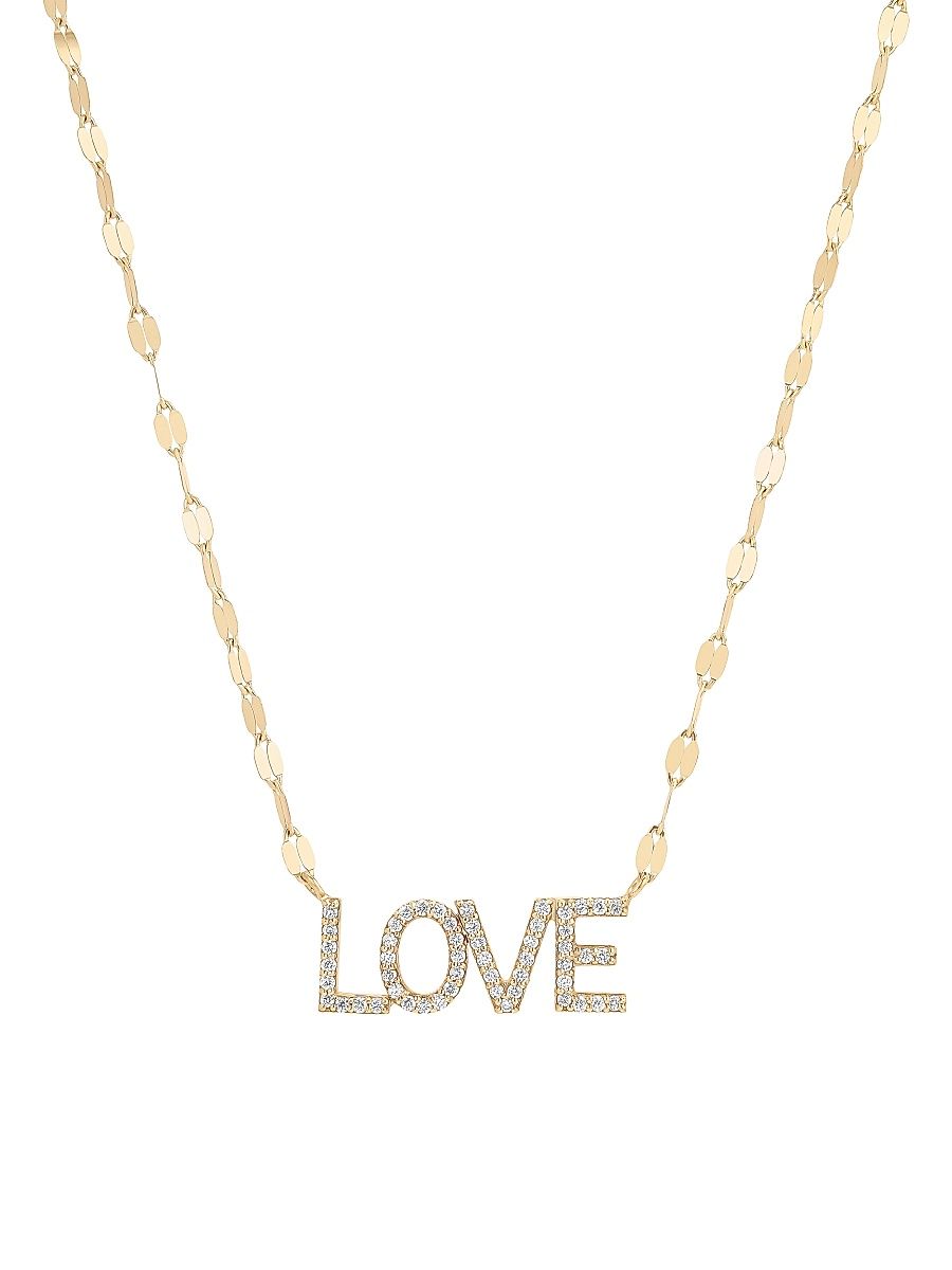 Women's 14K Yellow Gold & 0.14 TCW Diamond "Love" Pendant Necklace - Yellow Gold