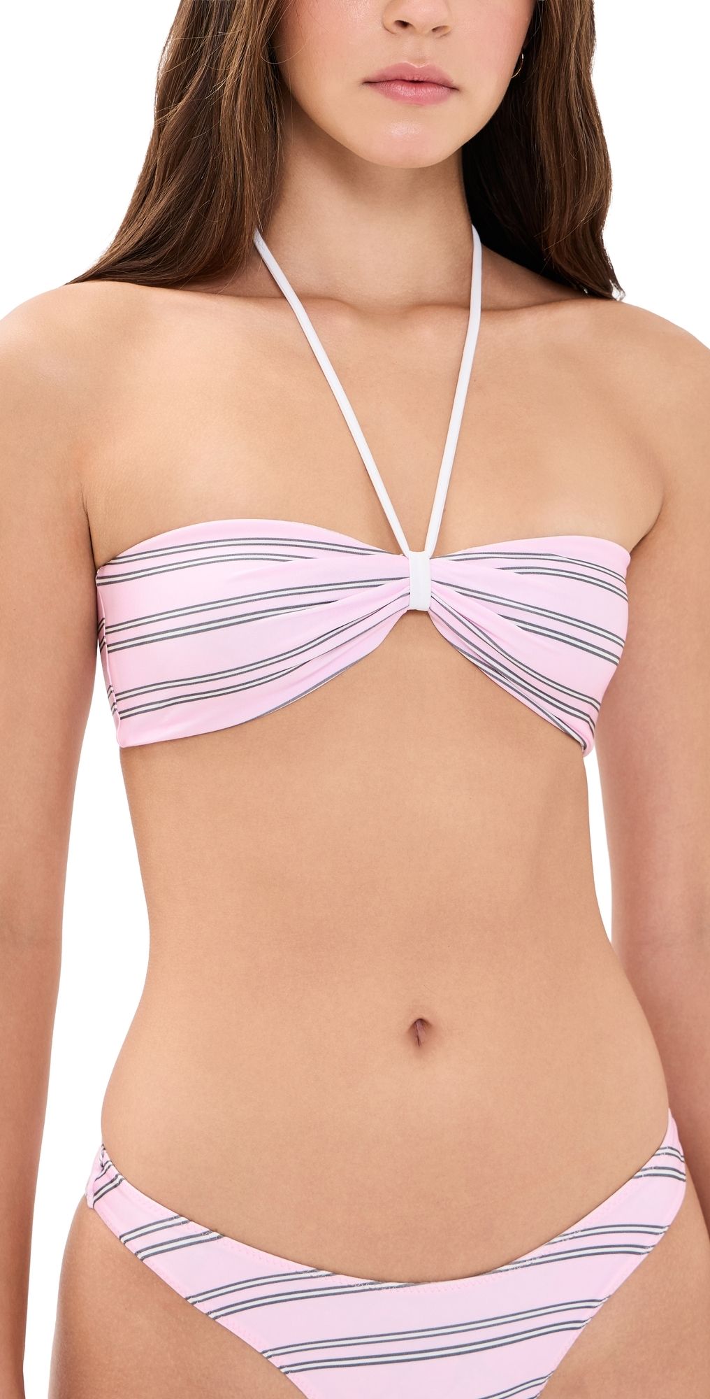 Frankies Bikinis Rumi Satin Top Pink Stripe XL