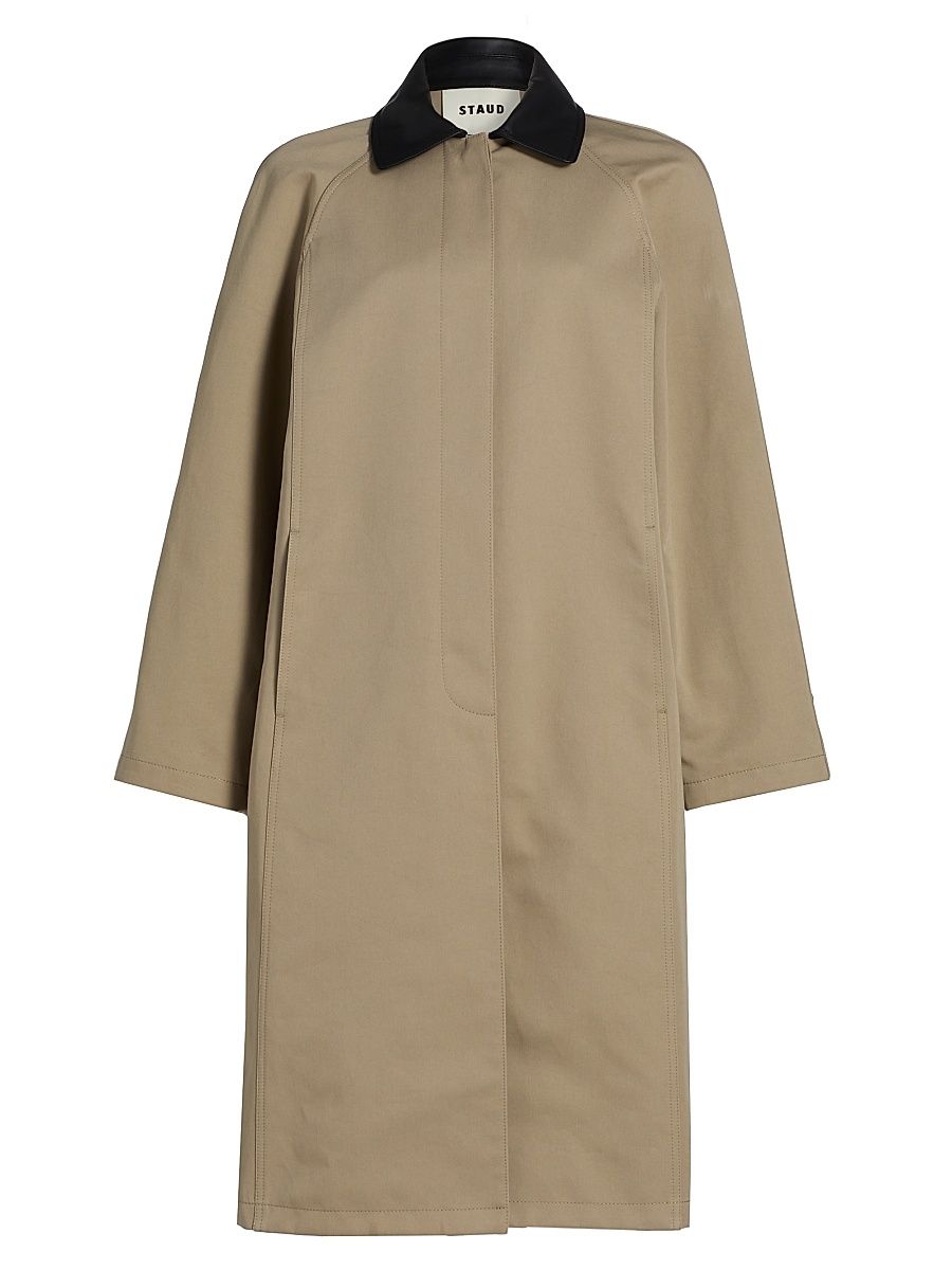 Women's Jackson Leather Collar Long Coat - Riverstone - Size XL