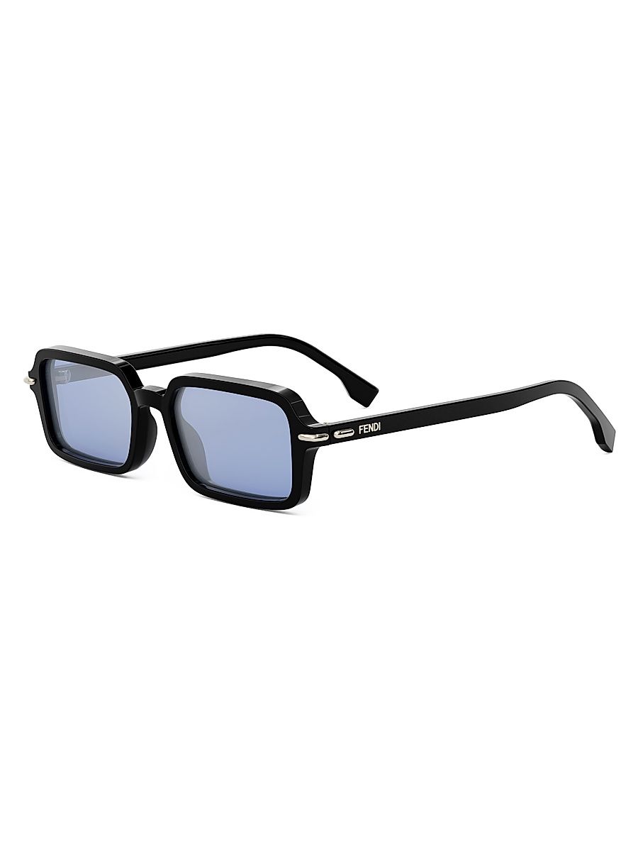 Women's Fendi Selleria 51MM Rectangular Sunglasses - Black Blue