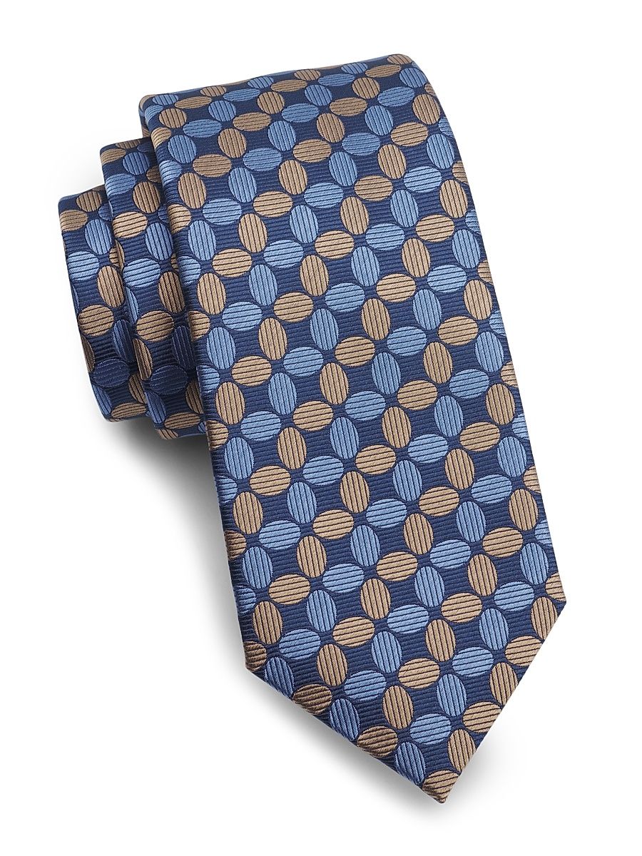 Men's Geometric Lattice Silk Tie - Bright Blue