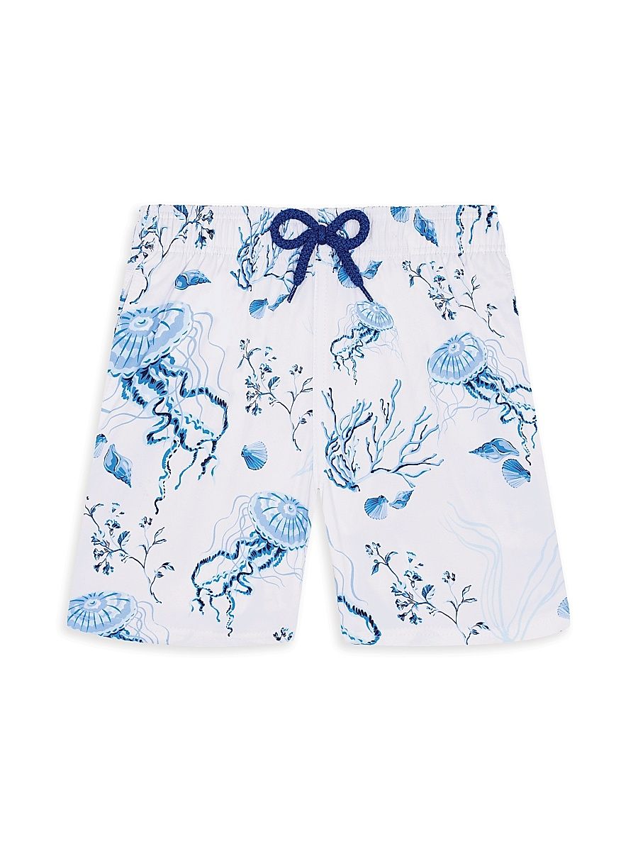 Baby Boy's, Little Boy's & Boy's Jirise Medusa & Shells Stretch Swim Shorts - Blue White - Size 12
