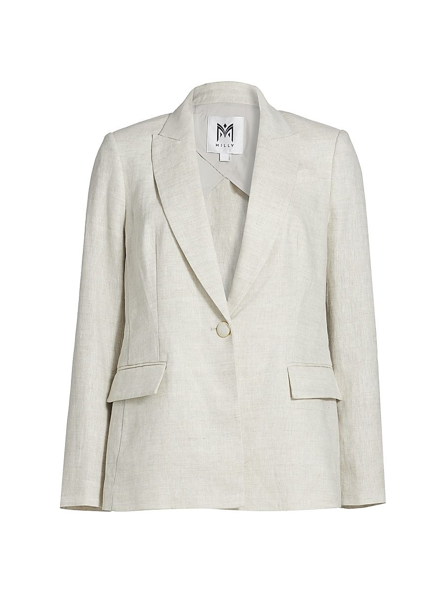 Women's Alexa Linen Blazer - Natural - Size 8