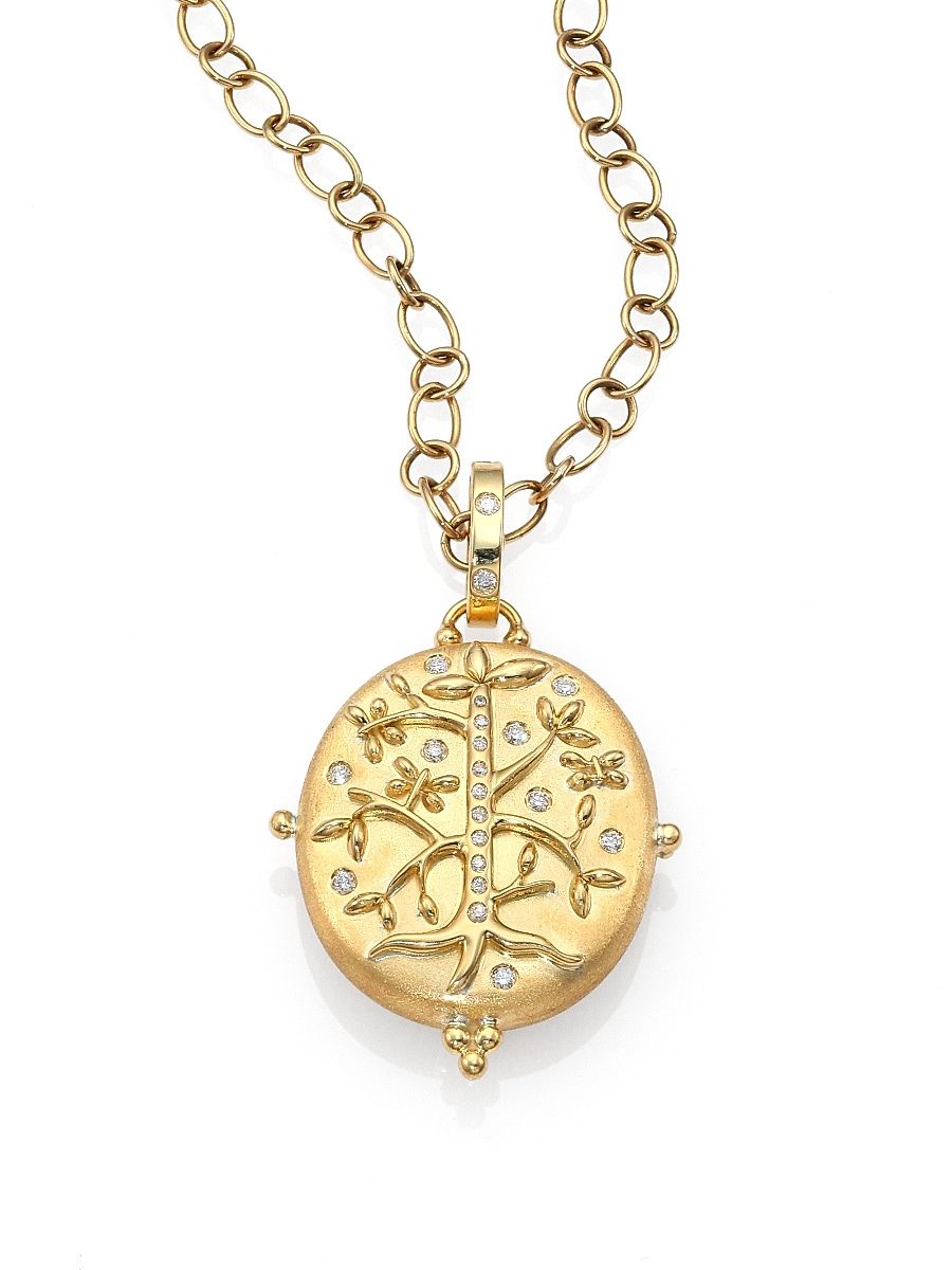 Women's Tree Of Life Diamond & 18K Yellow Gold Locket - Gold