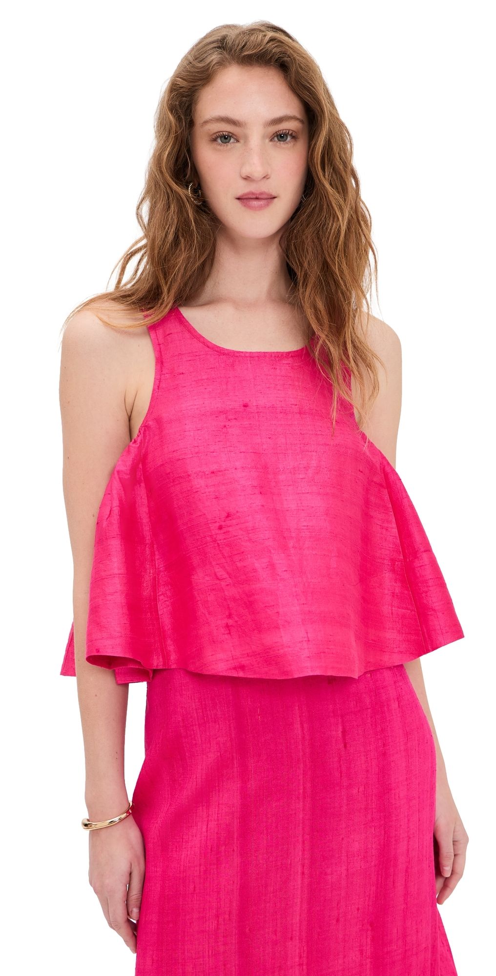 Coniglio Palm Beach Shift Silk Tank Top Lush Pink One Size