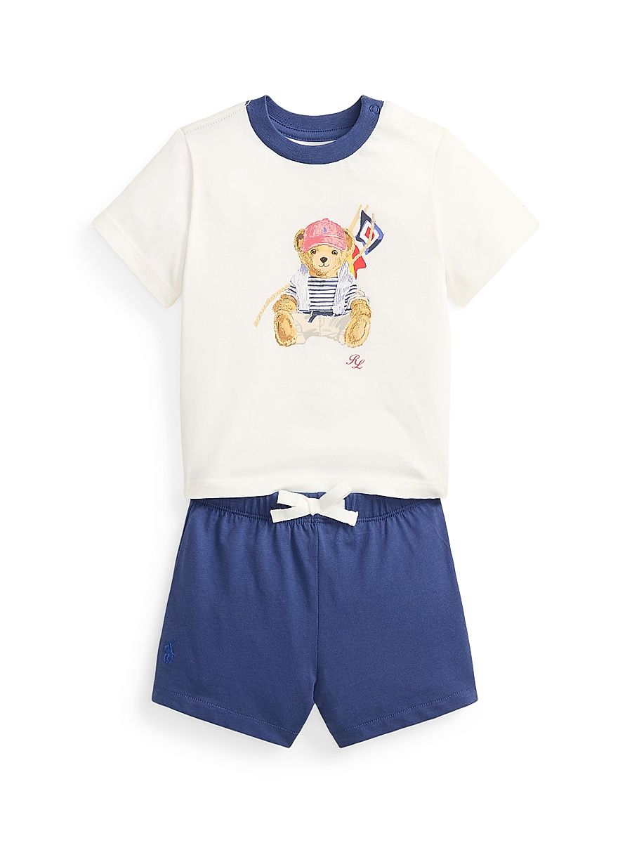 Baby Boy's Polo Bear T-Shirt & Shorts Set - Deckwash White - Size 9 Months