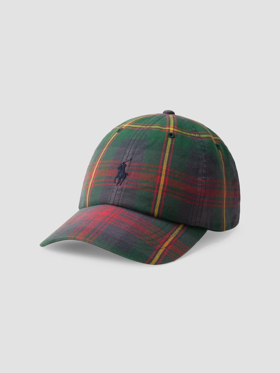 Polo Ralph Lauren Men's Logo Flannel Baseball Cap - Green Red Multi
