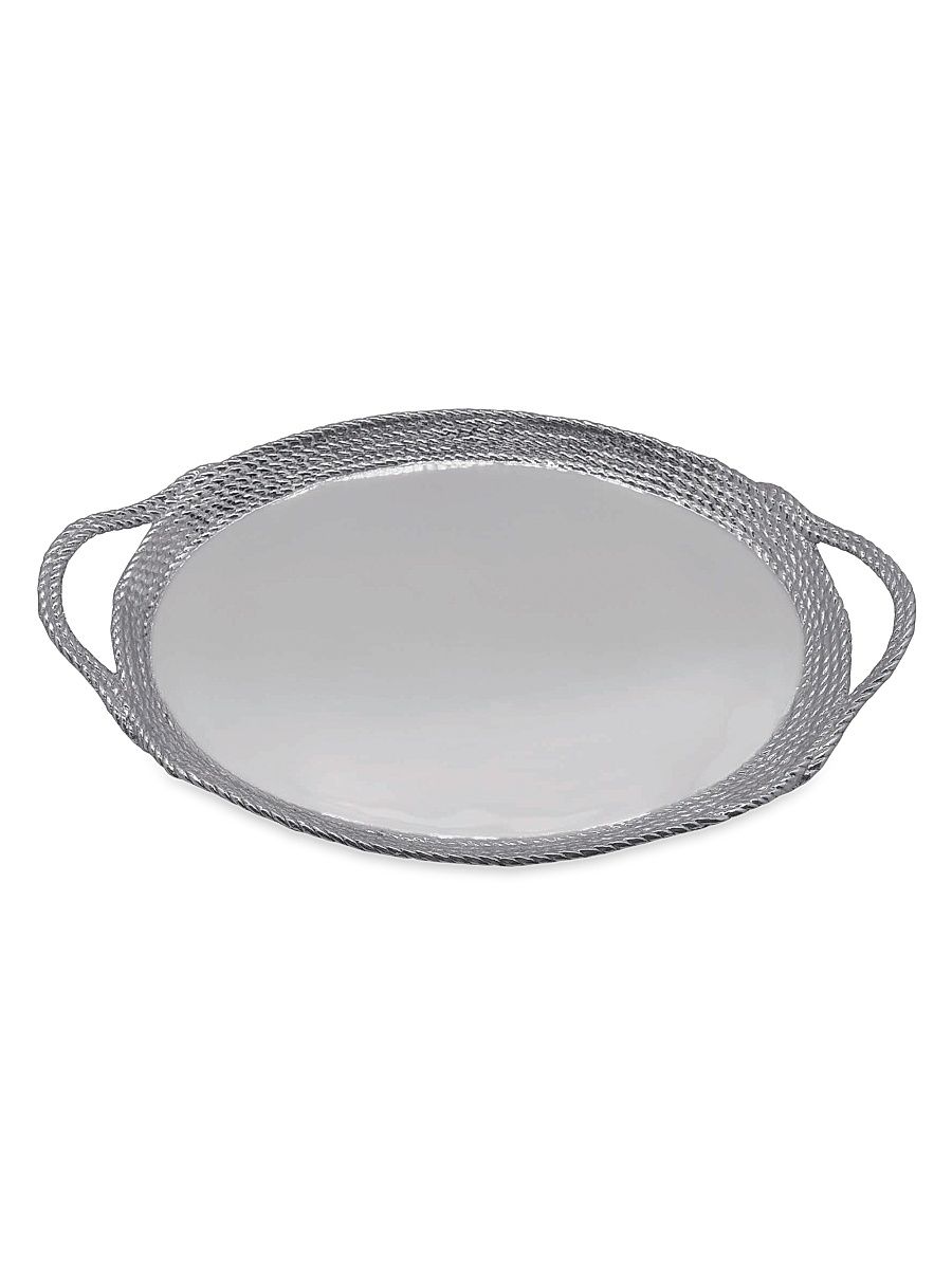 High Seas Rope Oval Cocktail Tray - Silver