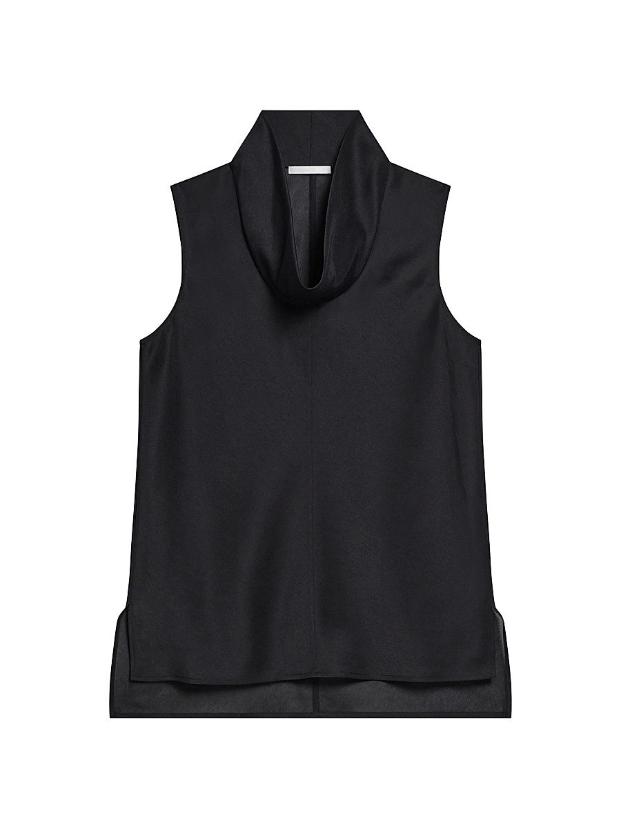 Women's Cowlneck Sleeveless Top - Black - Size Large