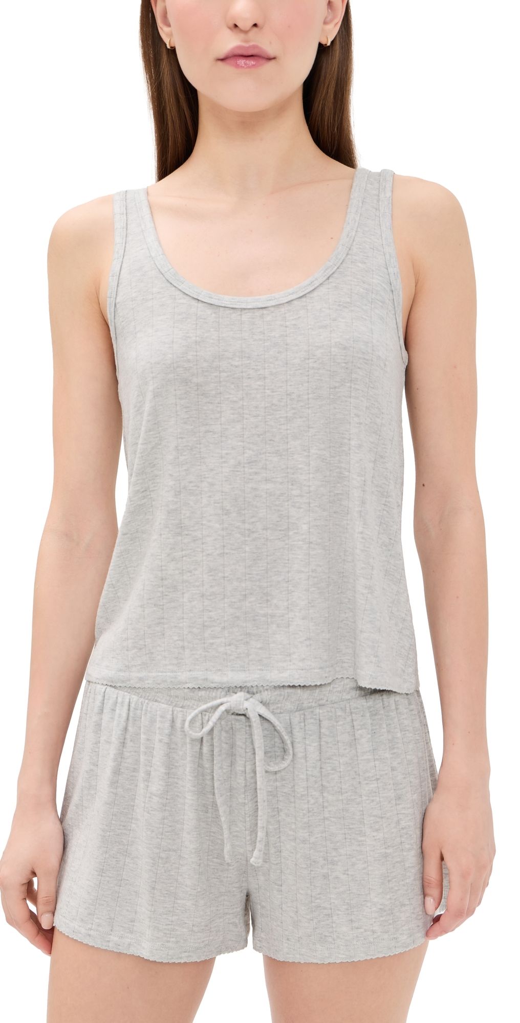 HONEYDEW Luxe Modal Tank Shortie Set Heather Grey M