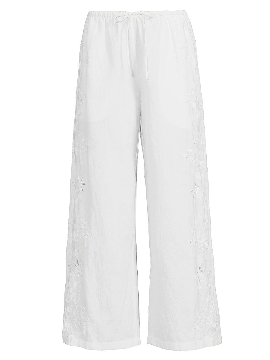 Women's Hello Sunshine Ermmano Wide-Leg Pants - White - Size Small