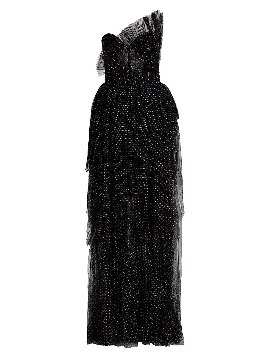 Women's Marion Polka Dot Tulle Gown - Black White - Size 6