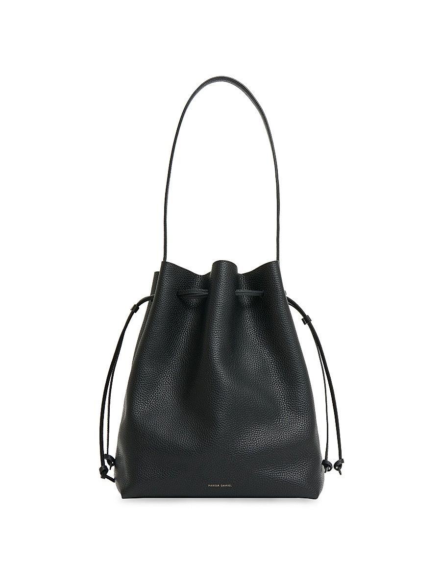 Women's Cabas Leather Bucket Bag - Black