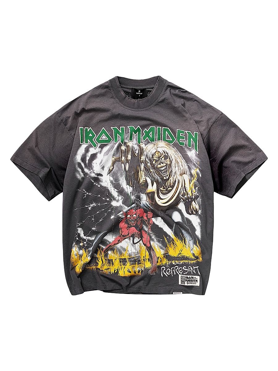 Men's Iron Maiden Number Of Beast T-Shirt - Sunfade Grey - Size Large