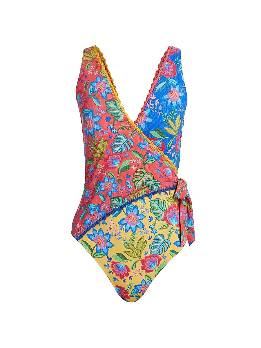 Women's Rumba Mix Wrap One-Piece Swimsuit - Rumba Mix - Size Large