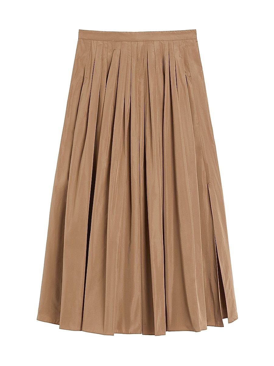 Women's Pleated Taffeta Skirt - Camel - Size 12