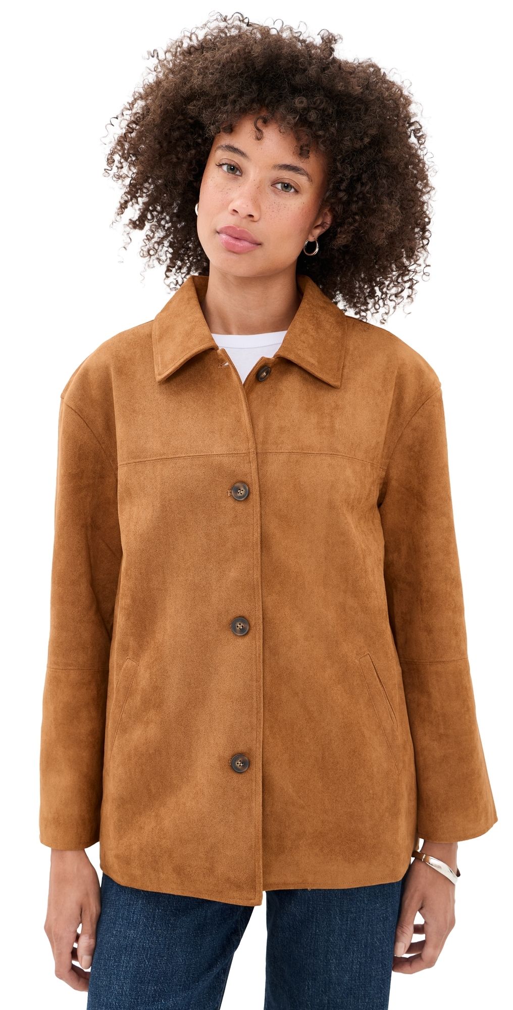 o. p.t Vrinda Faux Suede Jacket Camel S