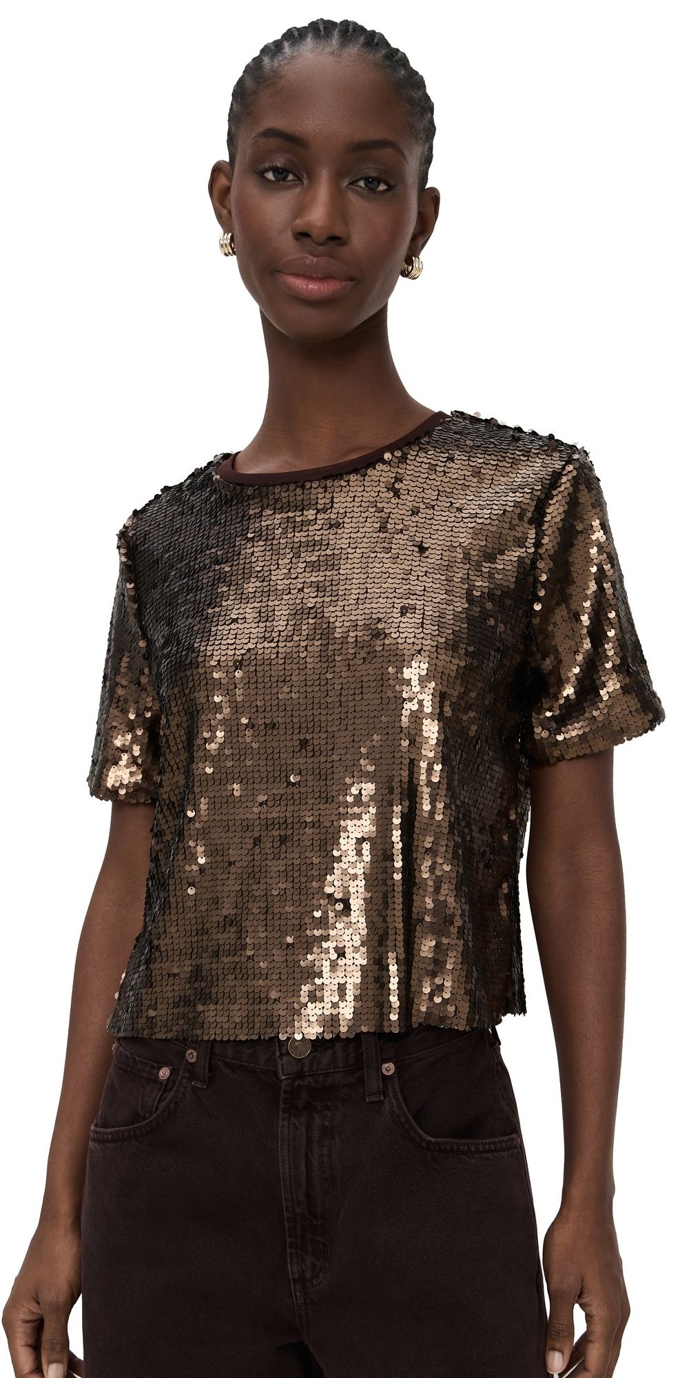 rag & bone Lucy Sequin Tee Coffee XXS