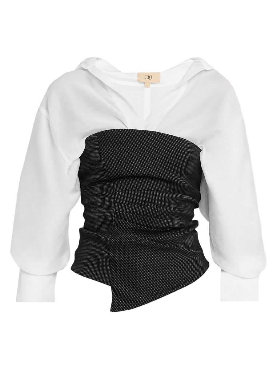 JBQ Women's Ambria Layered Contrast Top - Midnight - Size Small