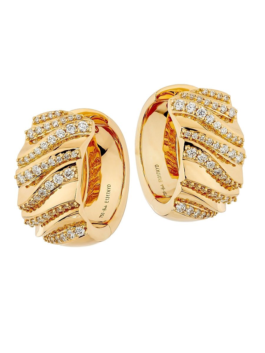 Women's Dunas 18K Yellow Gold & 0.80 TCW Diamond Wide Hoop Earrings - Yellow Gold