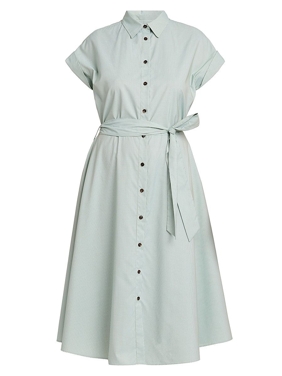Women's Cuffed Belted Shirtdress - Green - Size 10