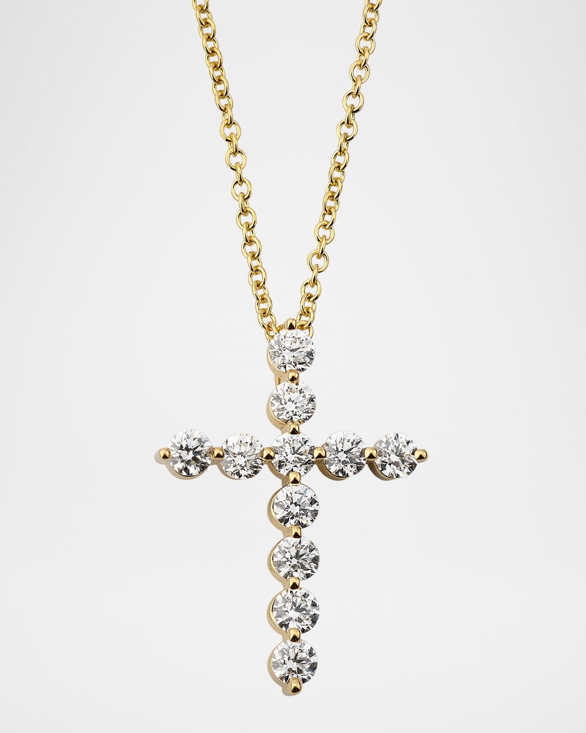 18K Yellow Gold Diamond Cross Pendant, 2.20tcw