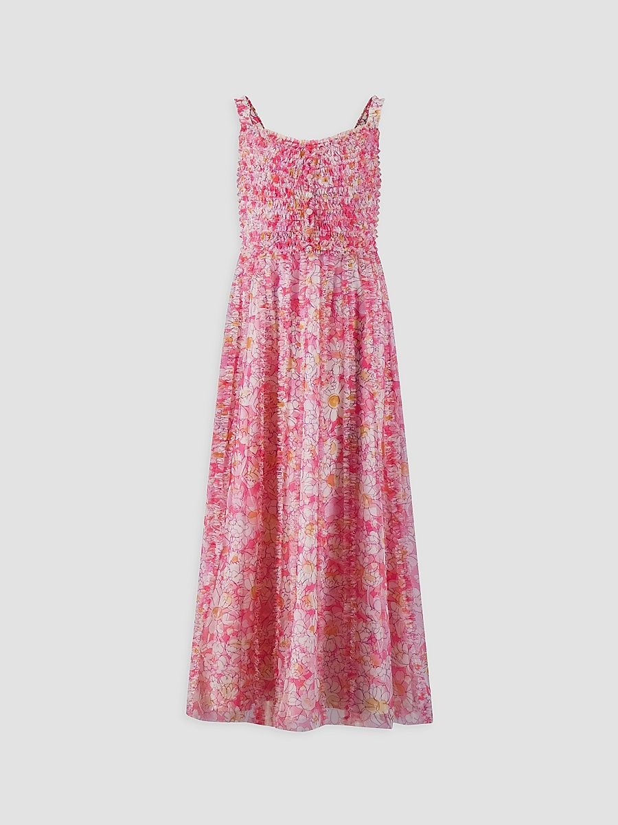 Little Girl's & Girl's Floral Print Ruffled Dress - Pink Multi - Size 14
