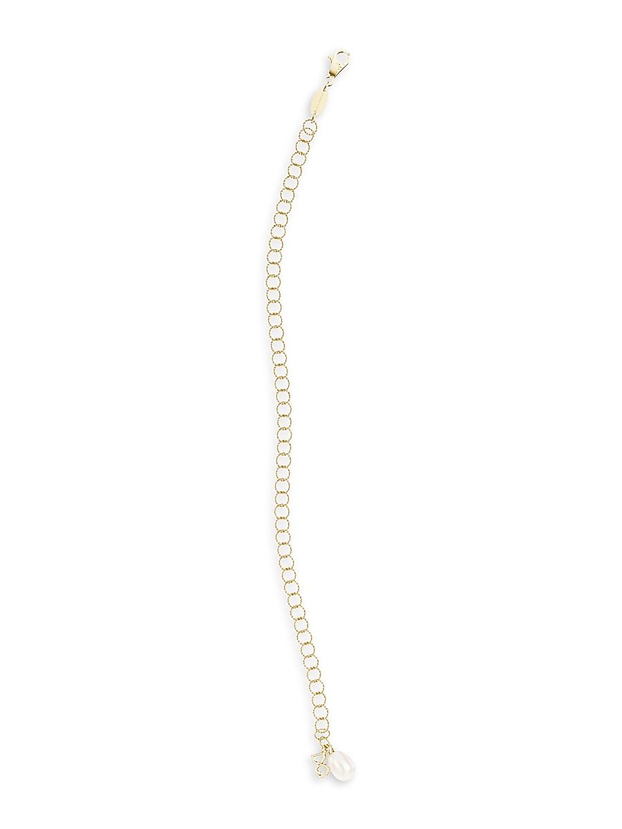 Women's 18K Gold & Pearl Cable Chain Bracelet - Yellow Gold